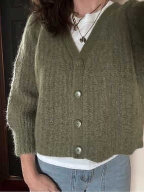 Sézane Basille Alpaca Cardigan Sage Green Small EUC